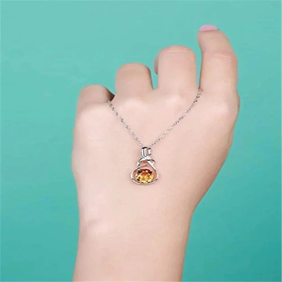 💎 Big Oval Royal Charming Twisted Silver Oval Necklace for Women,EVGG1002 - Picture 3 of 4